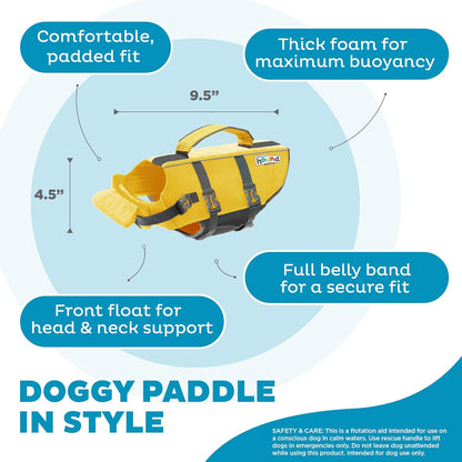 Outward Hound Granby Splash Dog Life Jacket, High-Buoyancy Dog Life Vest for Swimming, Boating, and Water Safety, XS, Yellow