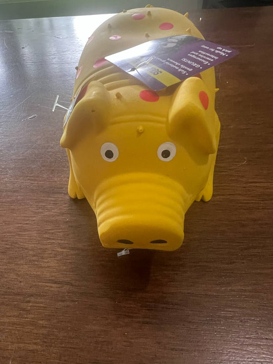 Squeakables Latex Polka Dog Pig Dog Toy - Yellow