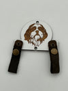 Wooden Dog Breed Wall Hanger with Leather Snap Straps