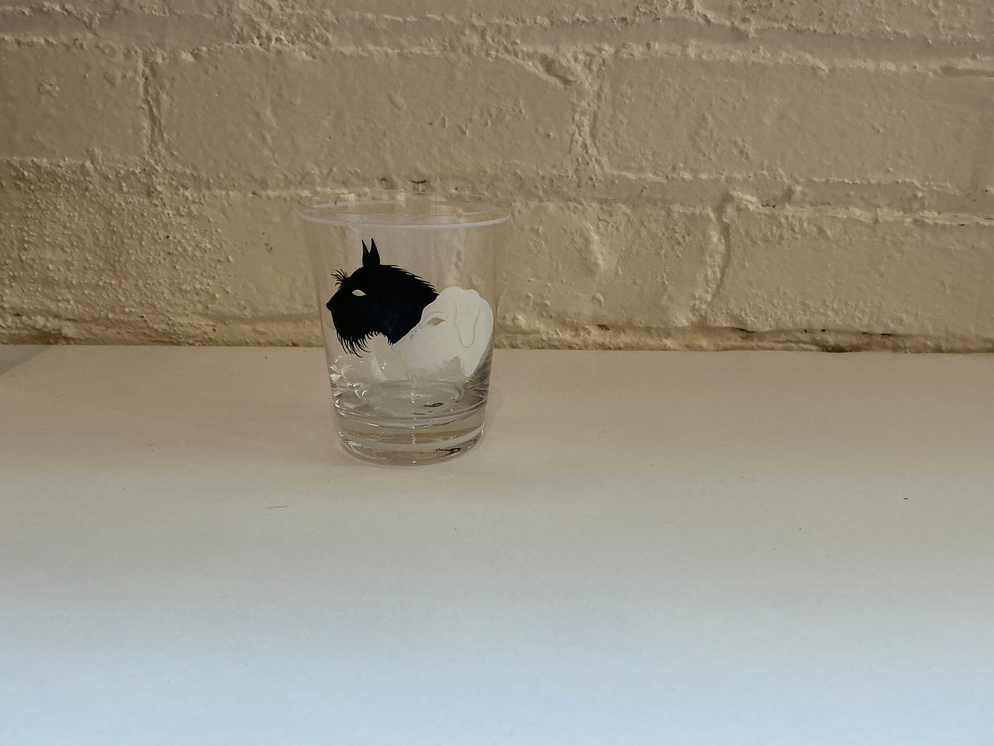 Terrier Black/White Vintage Glass Cups - Set of Three