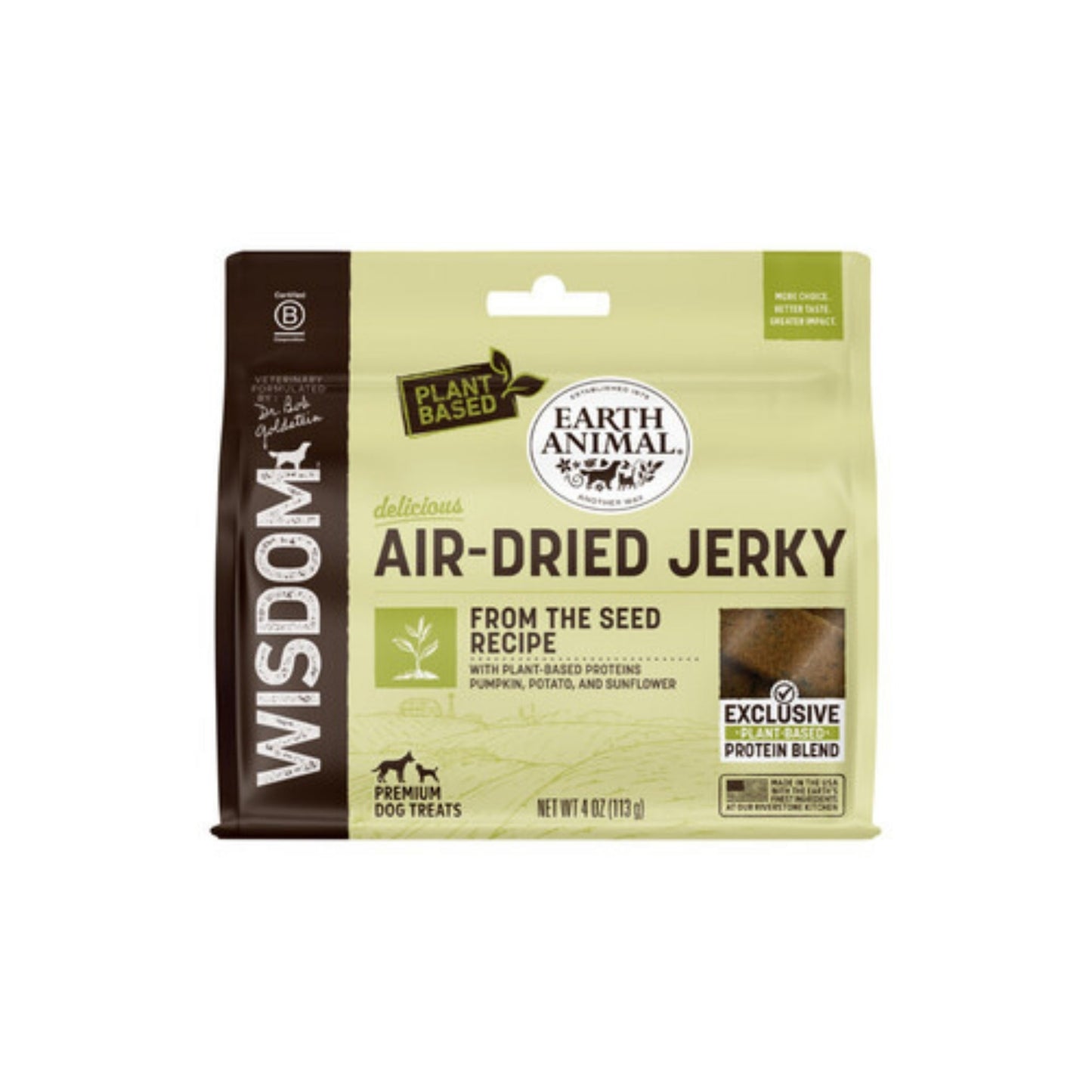 Earth Animal Dog Wisdom Air-Dried Jerky From The Seed 4oz.