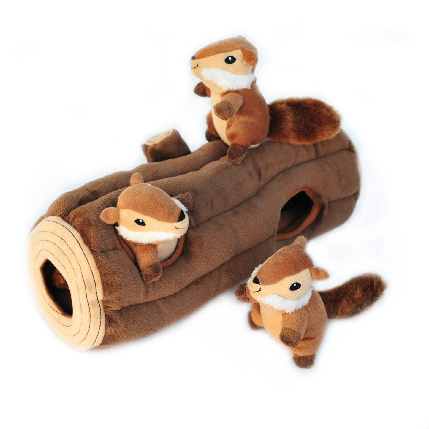 ZippyPaws Zippy Burrow Dog Toy Chipmunks Log