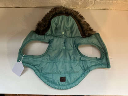 Pup Crew Blue Puffer Coat with Fur Hood Size XS