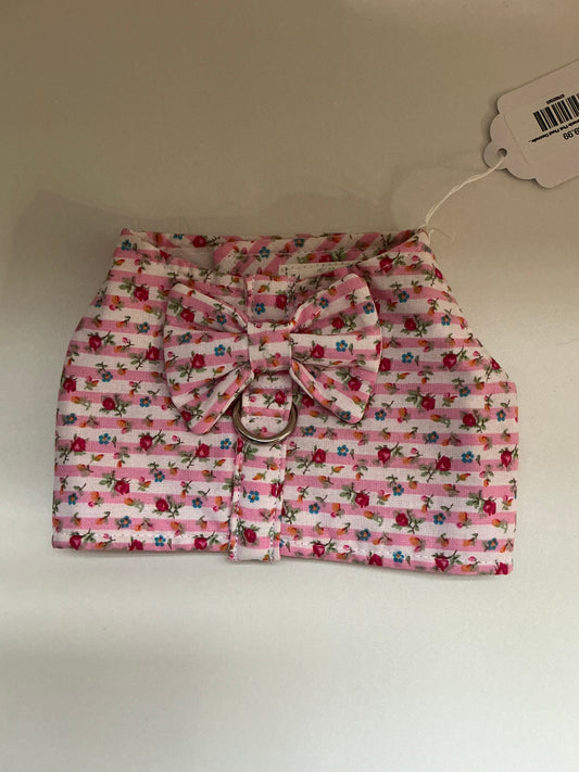 Yippee Tails Handmade Pink Floral Decorative Harness Vest with Bow Size Small