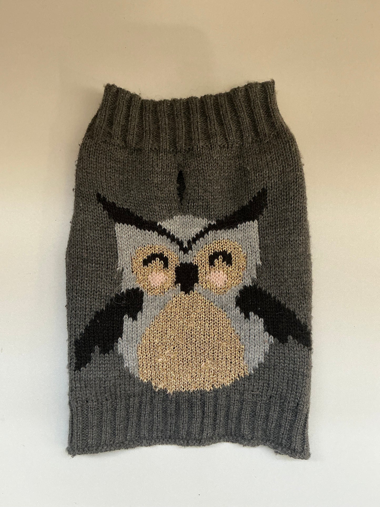 VibrantLife Grey Owl Knit Dog Sweater Size XXS