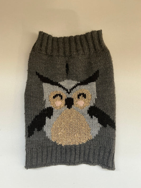 VibrantLife Grey Owl Knit Dog Sweater Size XXS