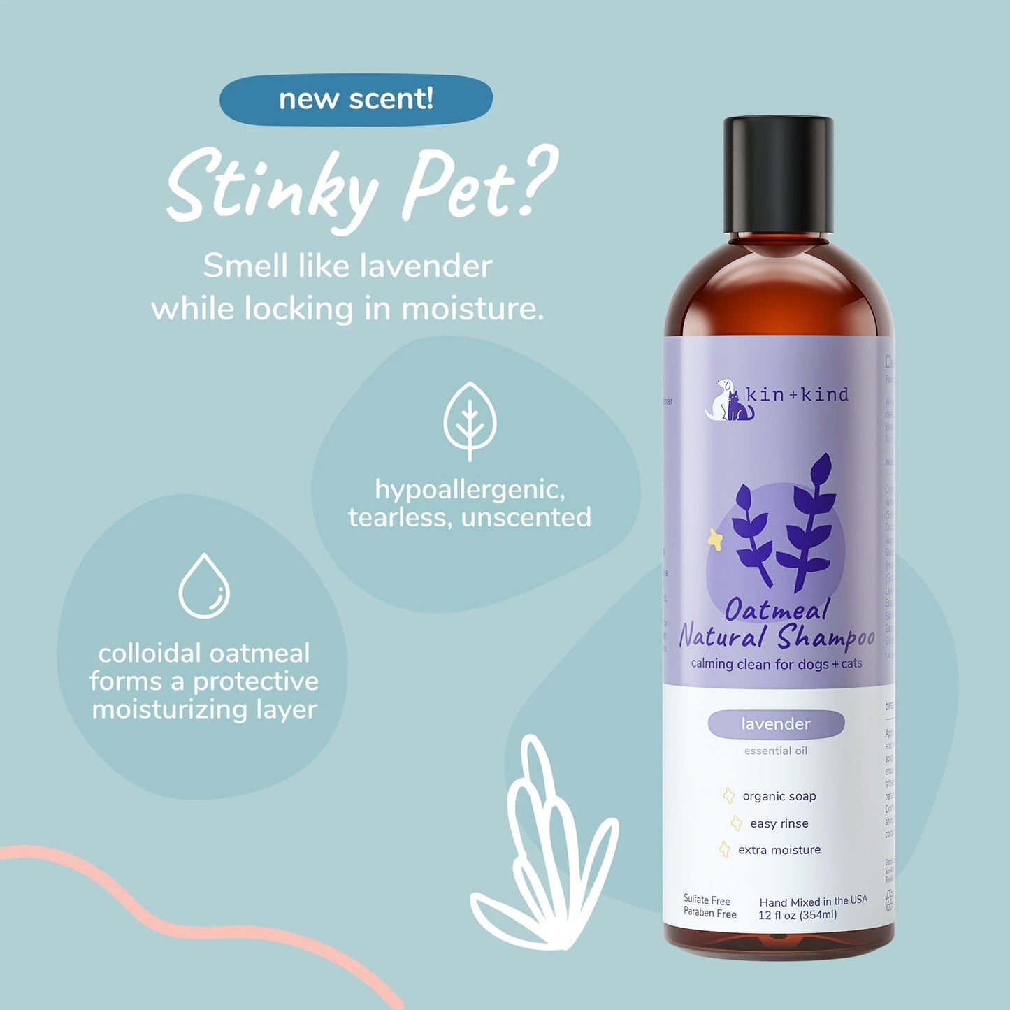 Kin+Kind Shampoo Oatmeal Lavender 12oz.