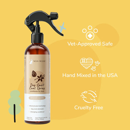 Kin+Kind Dog Smell Natural Coat Spray Almond Vanilla 12oz.