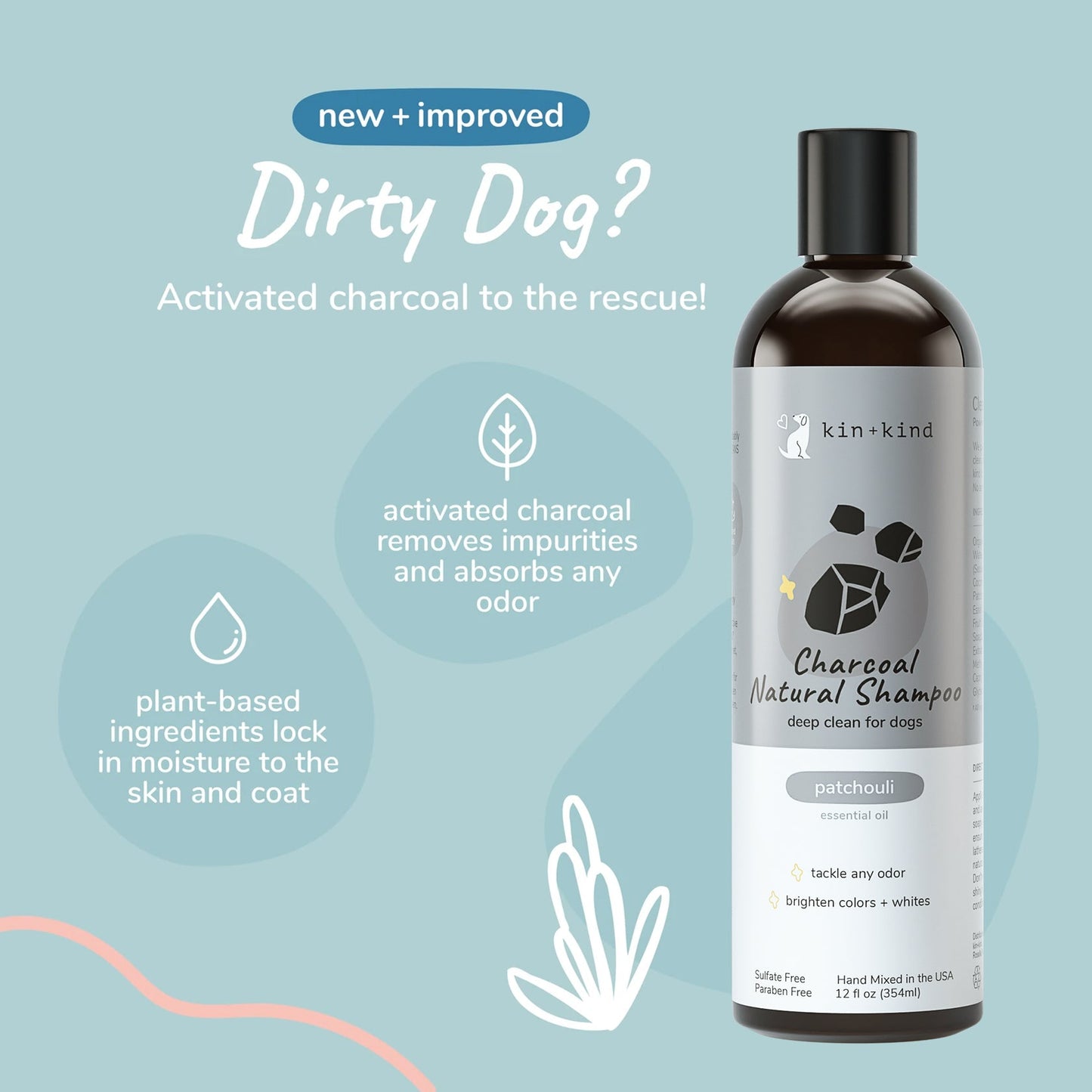 Kin+Kind Shampoo Charcoal 12oz. Patchouli