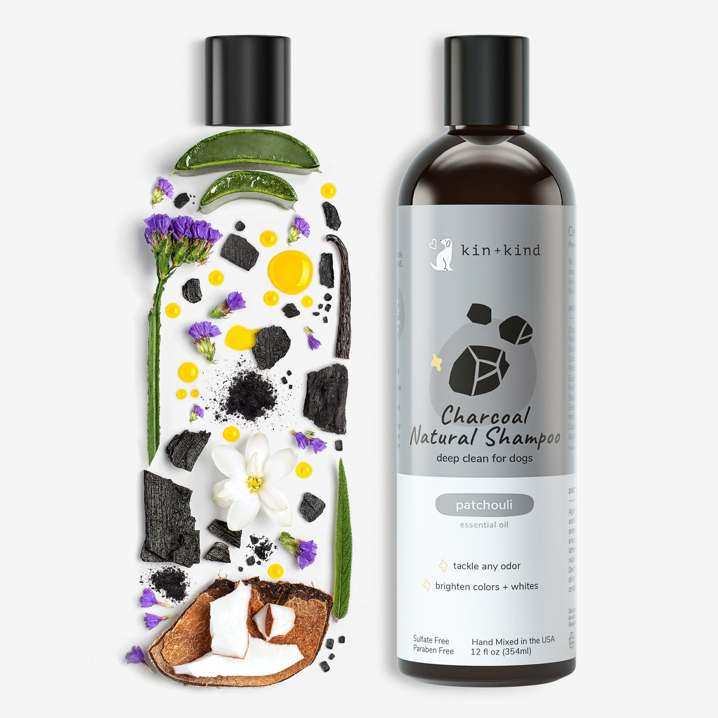 Kin+Kind Shampoo Charcoal 12oz. Patchouli