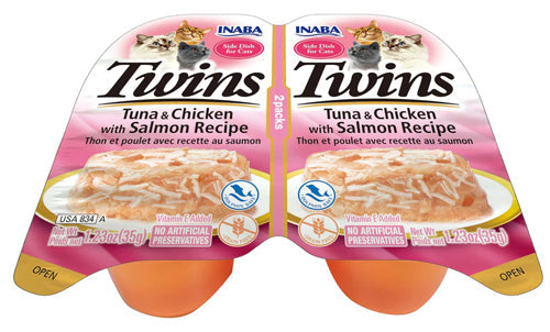 Inaba Cat Twin Cups Tuna Chicken Salmon 6Ct/2.46Oz