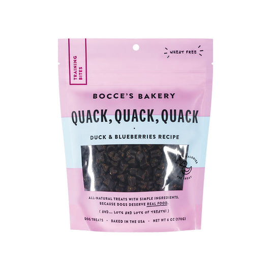 Bocce's Bakery Quack Quack Quack Duck & Blueberry Recipe Training Bites Dog Treats 6oz.