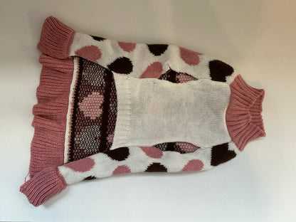 VibrantLife Pink/ White/ Brown Heart Knitted Sweater Dress Size Small