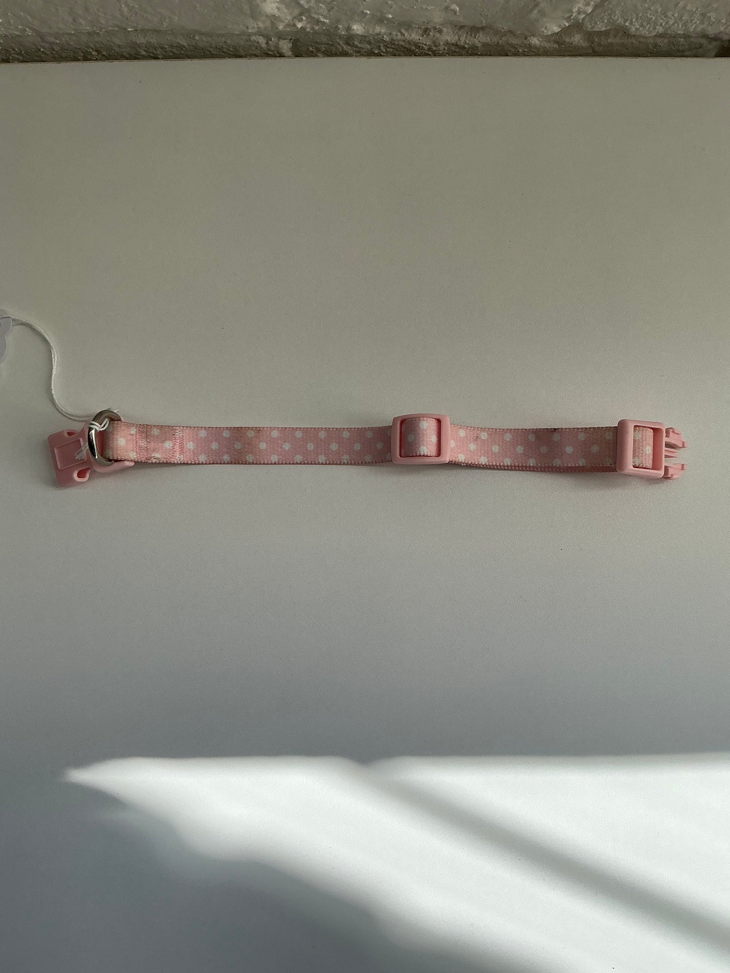 White and Pink Polka Dot Collar Small