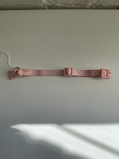 White and Pink Polka Dot Collar Small
