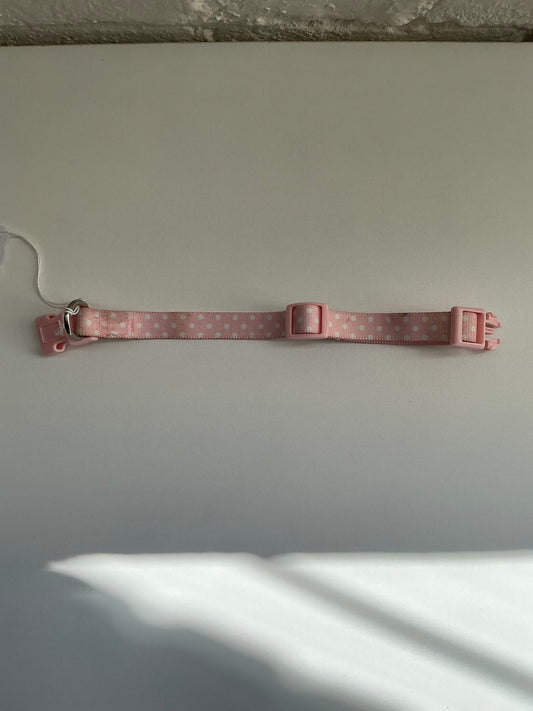 White and Pink Polka Dot Collar Small