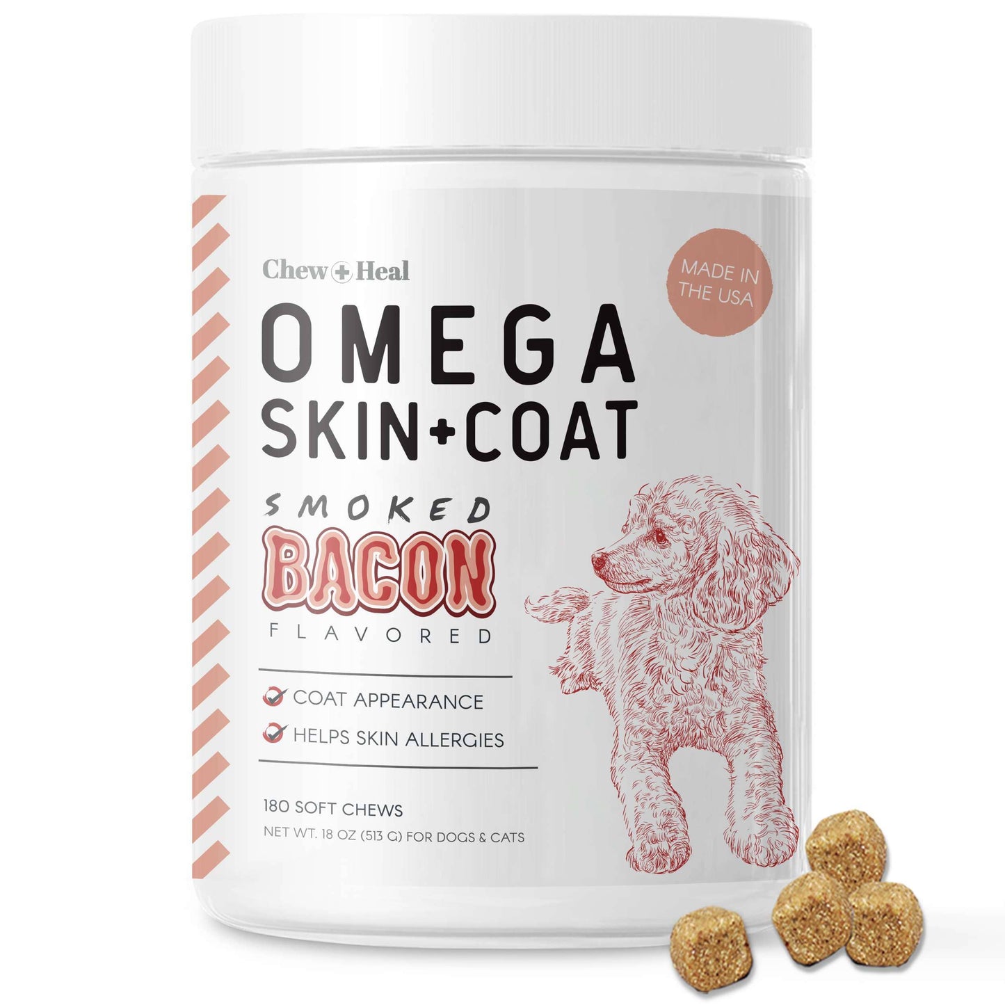 Omega Skin & Coat Soft Chews - Smoked Bacon Flavor