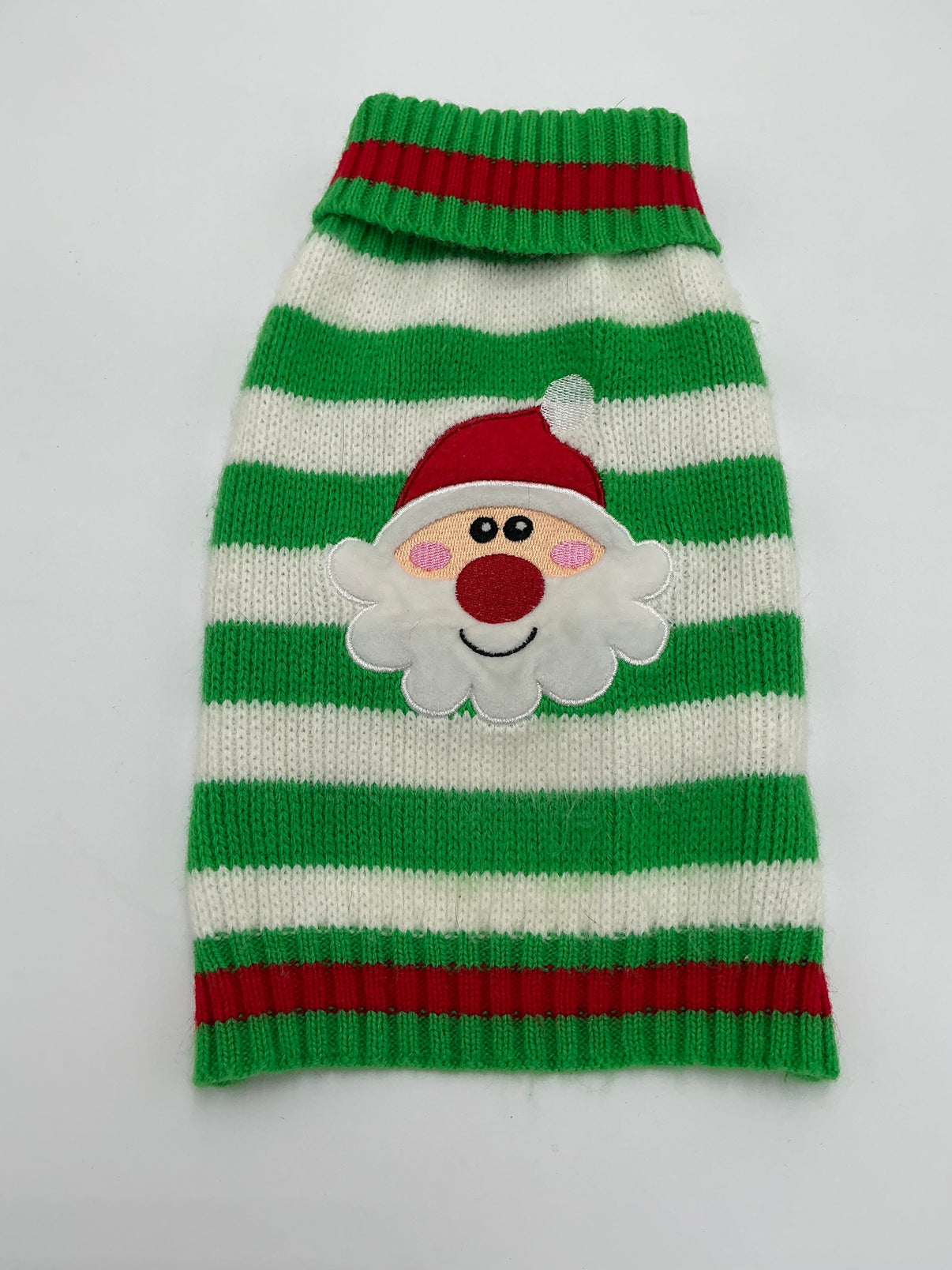 Christmas Santa Claus Knit Dog Sweater – Size Small- Green, White & Red Indiana Pet Supply