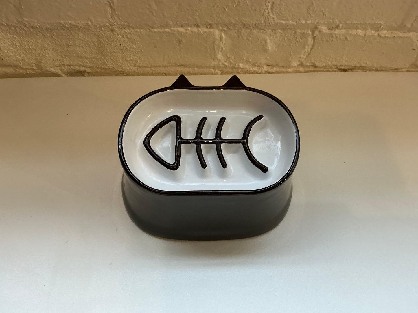 Y YHY Ceramic Slow Feeder Elevated Cat bowl Fish Bone