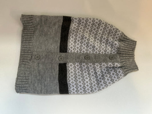 Vibrant Life Knit Gray and White Print Button Slip-on Sweater Size Small