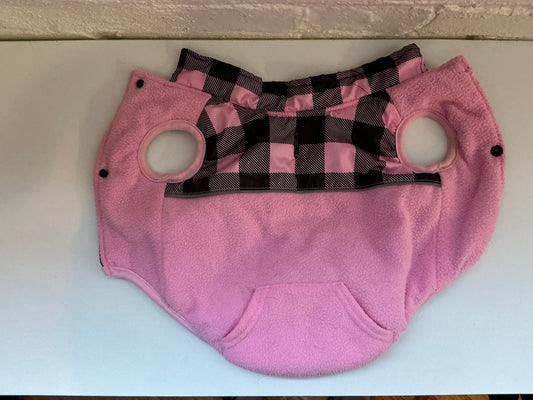 Medium weight plaid insulated Dog Pink Puffer Coat, Size Medium