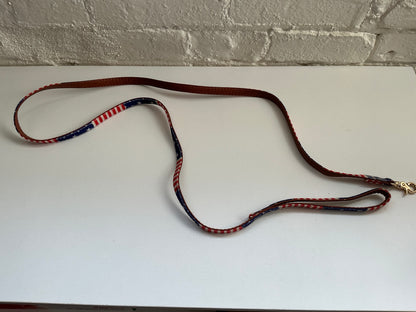 4’ American Flag Dog Leash w/ Gold Clasp