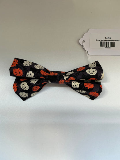Orange and White Pumpkins Collar Bow