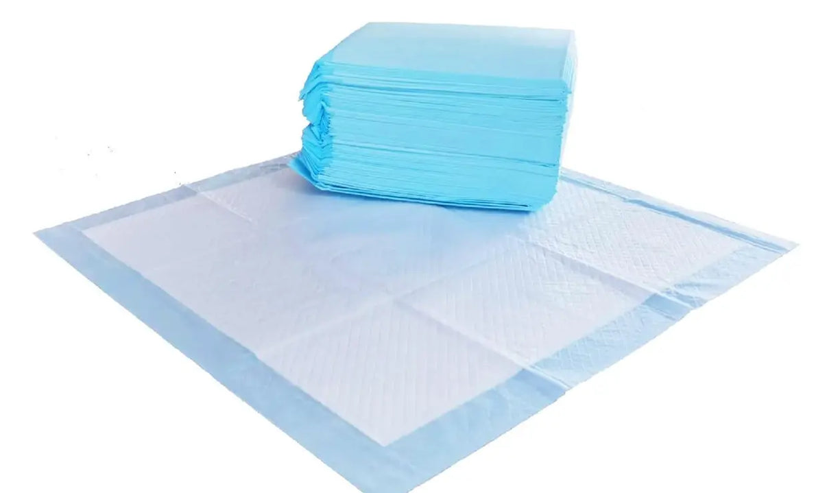 Amazon Basics Absorbent, Disposable, Quick Dry Puppy Pads with 5-Layer Leak-Proof Design, Odor Control, and Scented Surface for Potty Training, Regular, 22 x 22 Inch, Pack of 50, Blue & White Indiana Pet Supply