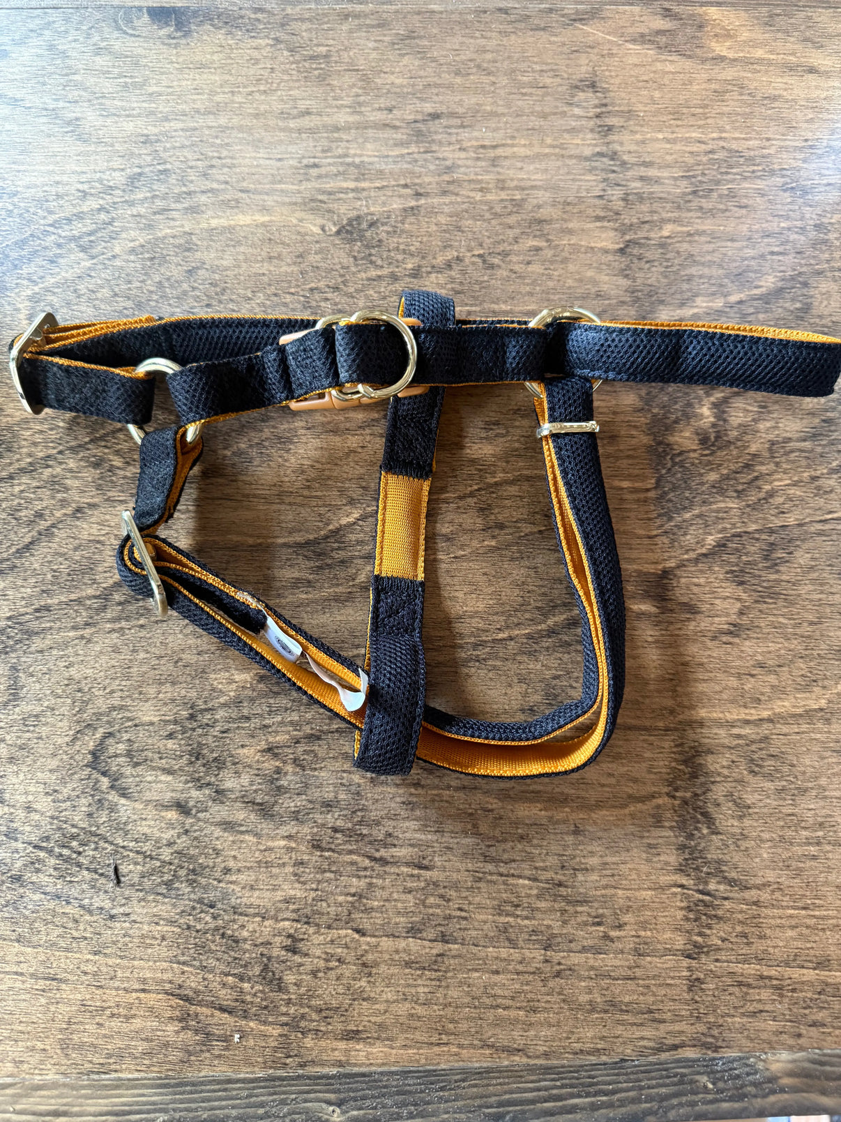 American Kennel Club Black and Gold Mesh Step In Harness Medium Indiana Pet Supply