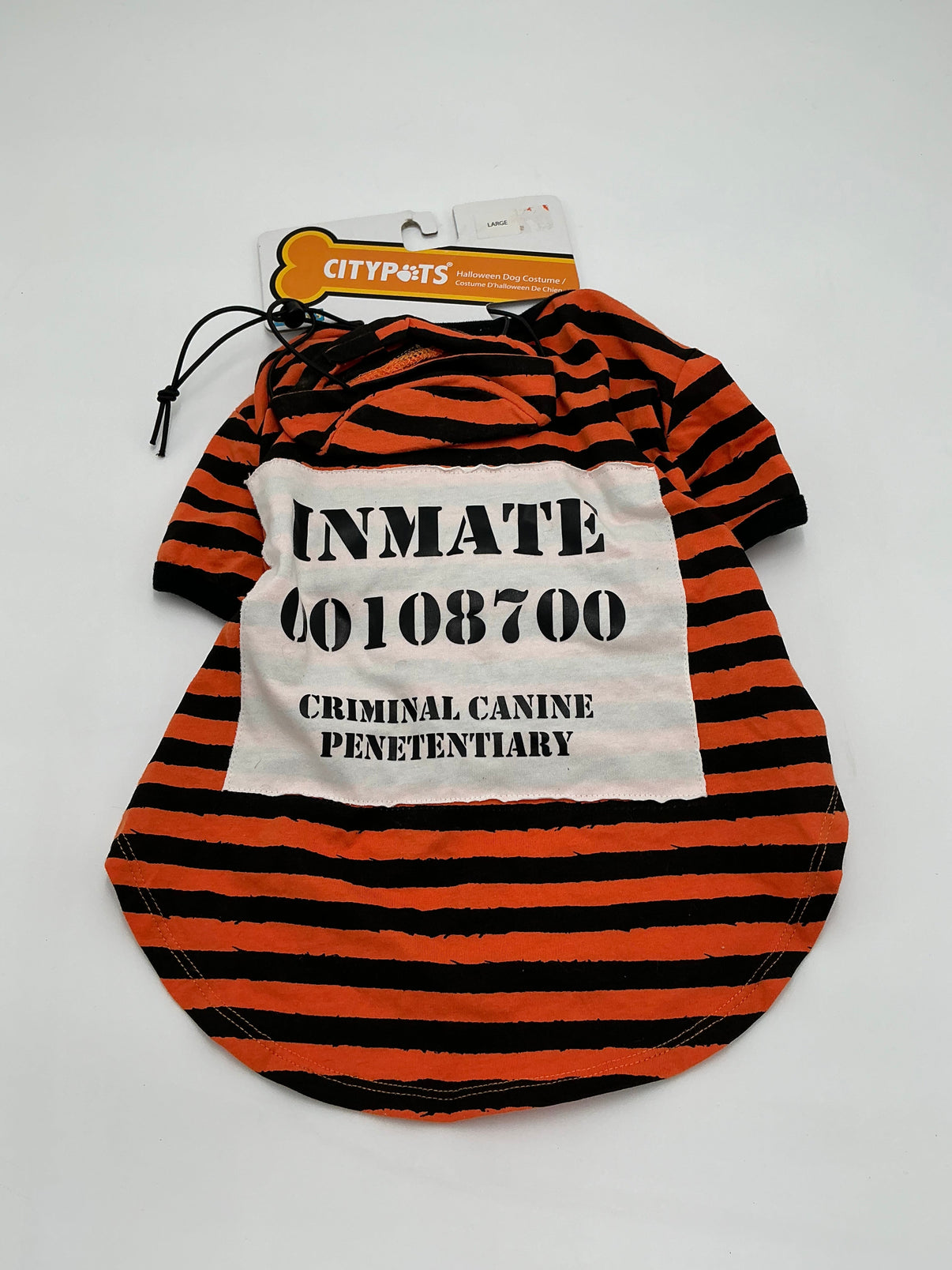 CityPaws 'Inmate' Criminal Canine Pet Costume- Large- Orange & Black Indiana Pet Supply