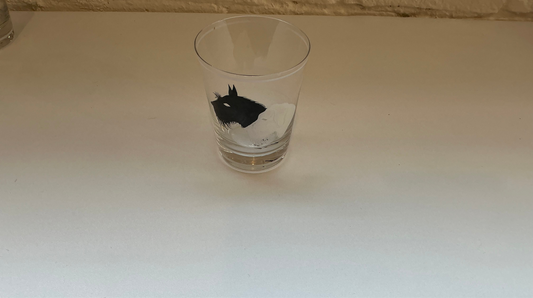 Terrier Black/White Vintage Glass Cups - Set of Three