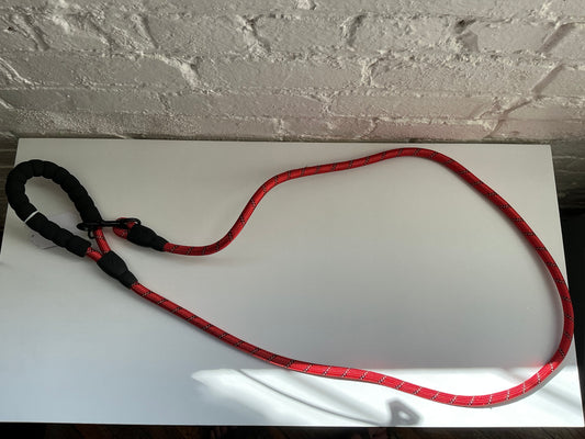 Red/Black Nylon Thick Rope 4’ Leash