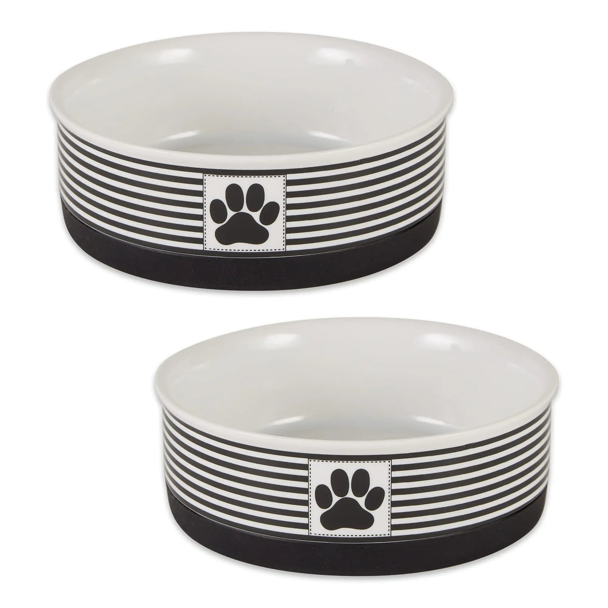Bone Dry Chevron Ceramic Pet Bowls, Dishwasher Safe, Black, Small Bowl Set, 4.25x2", 2 Count Indiana Pet Supply