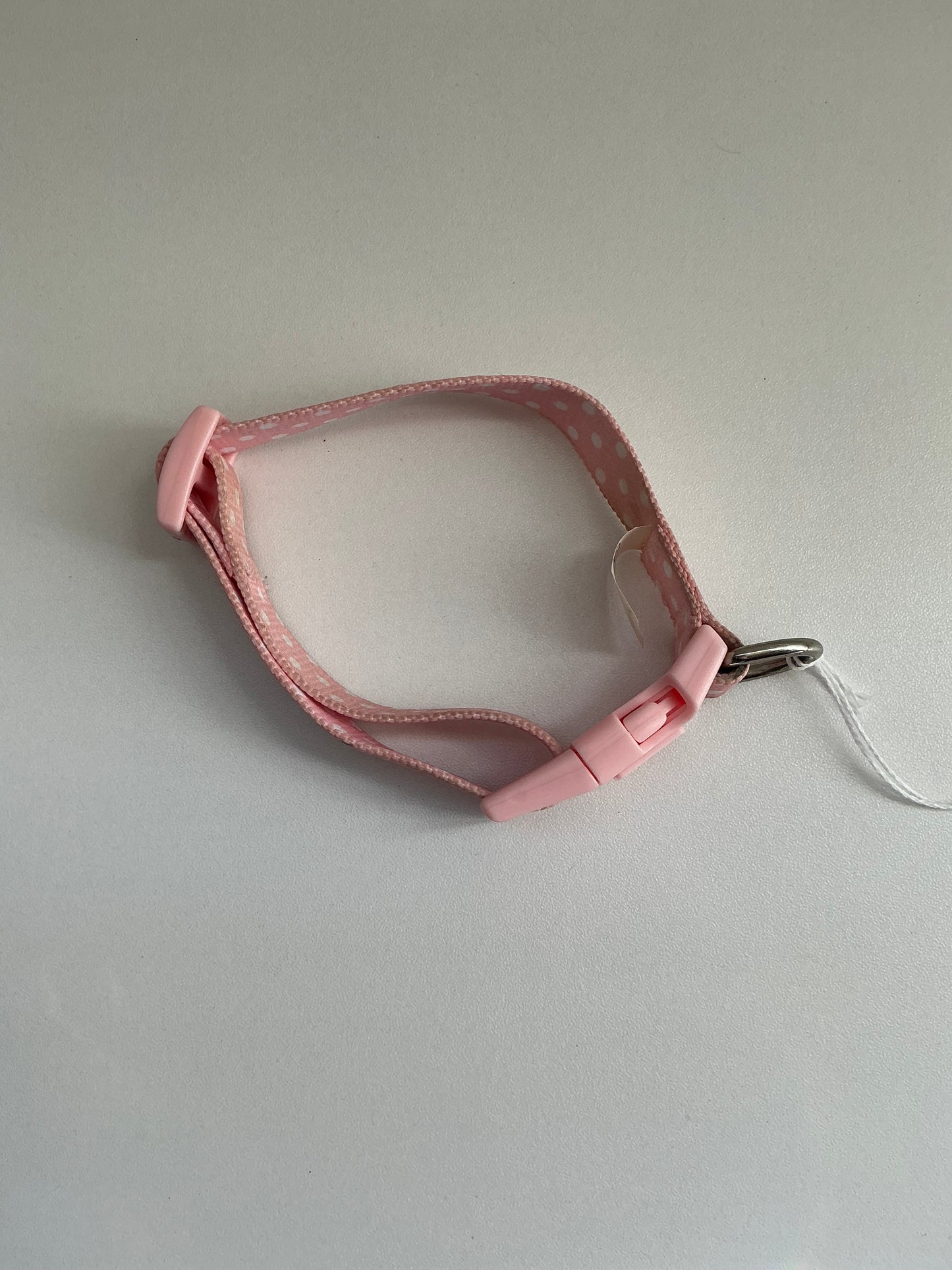 White and Pink Polka Dot Collar Small