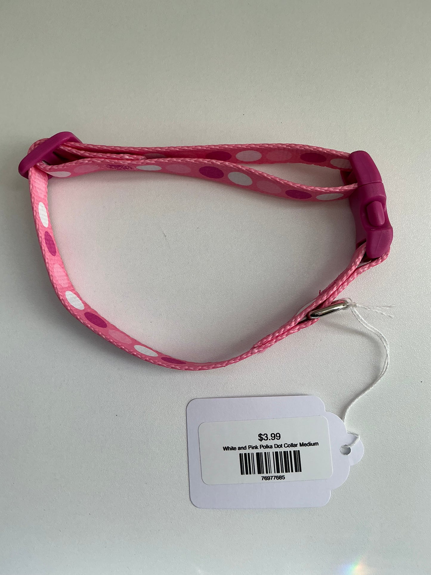 White and Pink Polka Dot Collar Medium