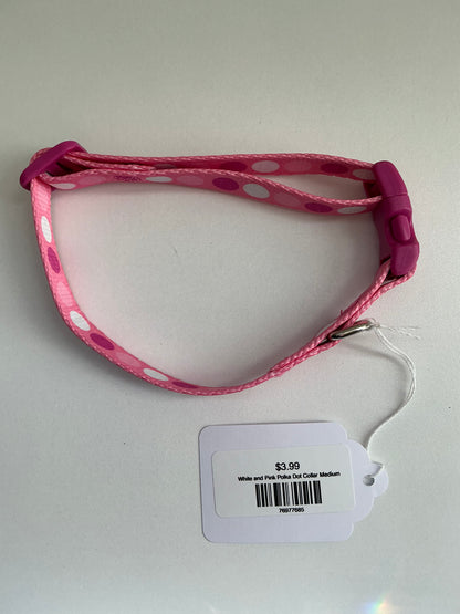 White and Pink Polka Dot Collar Medium