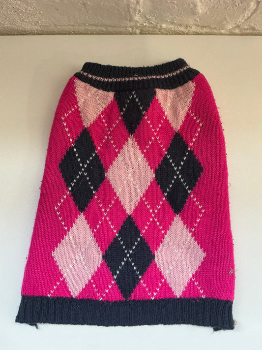 Pink/ Blue Argyle Dog Sweater Size S/M