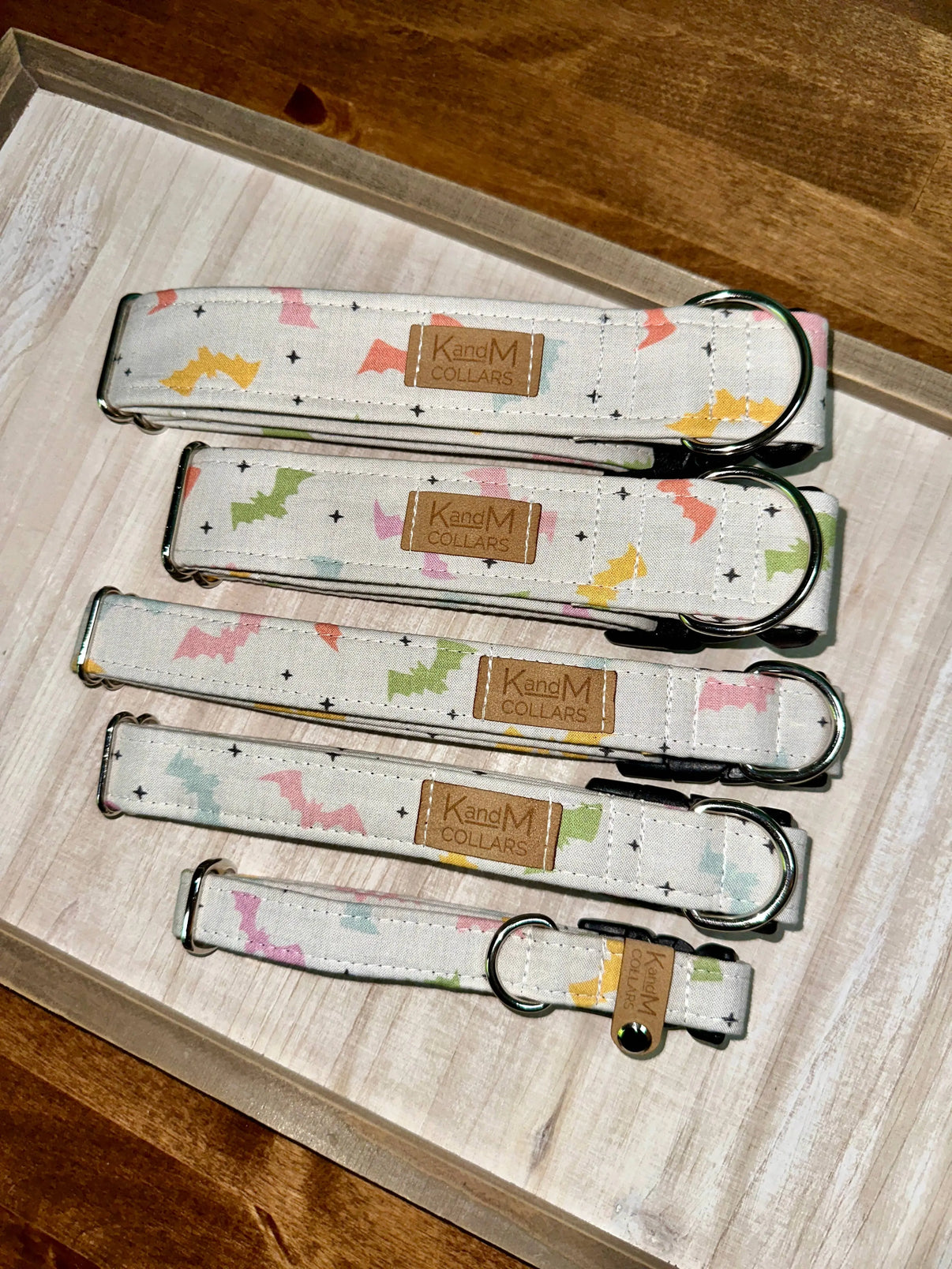 Colorful Bats Dog Collar K and M Collars, LLC