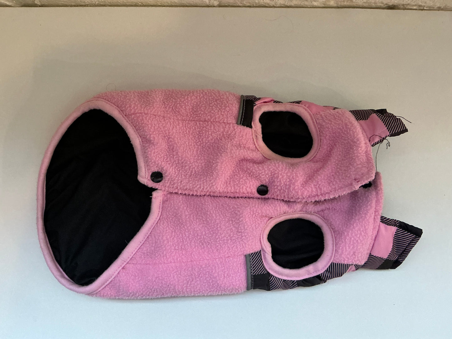 Medium weight plaid insulated Dog Pink Puffer Coat, Size Medium