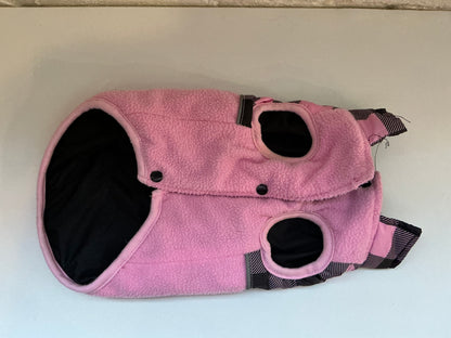 Medium weight plaid insulated Dog Pink Puffer Coat, Size Medium