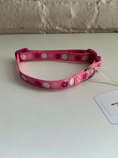 White and Pink Polka Dot Collar Medium