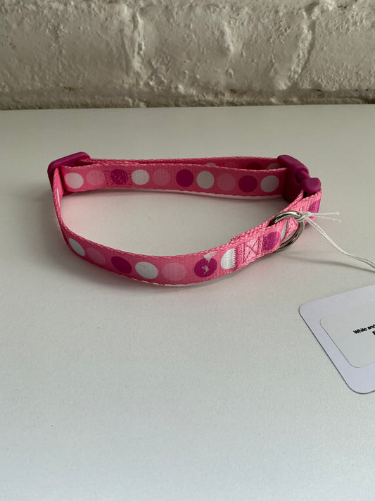 White and Pink Polka Dot Collar Medium