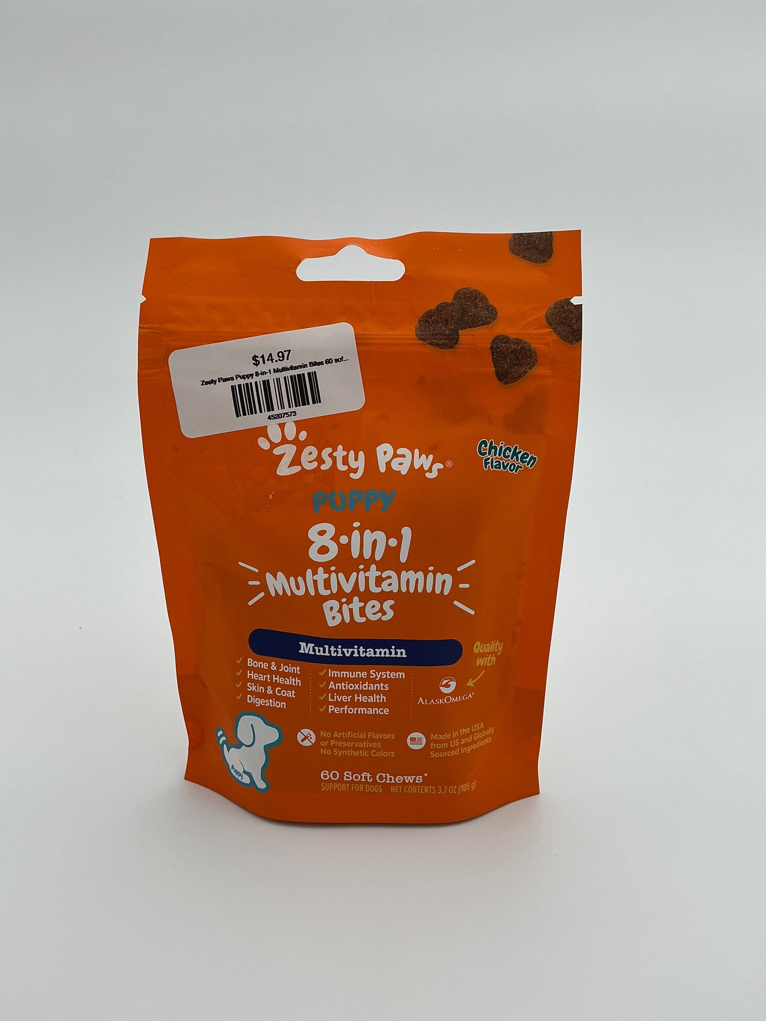 Zesty Paws Puppy 8-in-1 Multivitamin Bites – Chicken Flavor (60 Soft Chews) Indiana Pet Supply