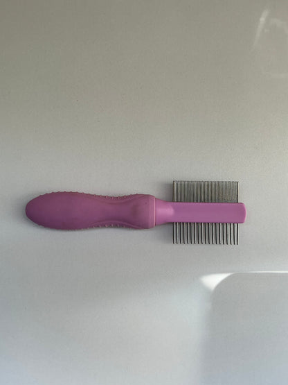 Preowned Pink Double-Sided Flea Comb – Gentle Grooming Tool for Dogs & Cats