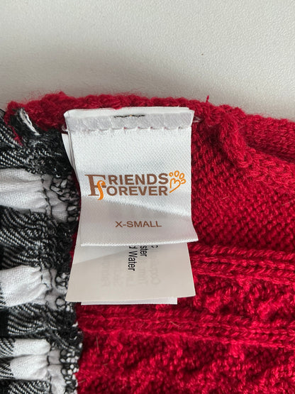 Friends Forever Red Knitted Sweater Dress with Plaid Skirt Size XS