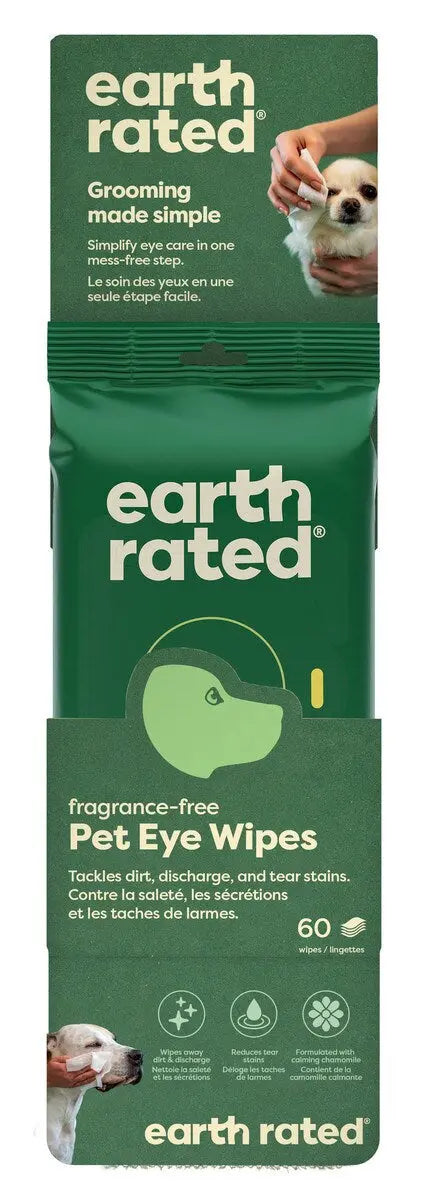 Earth Rated Dog Eye Cleansing Wipes 60ct Indiana Pet Supply