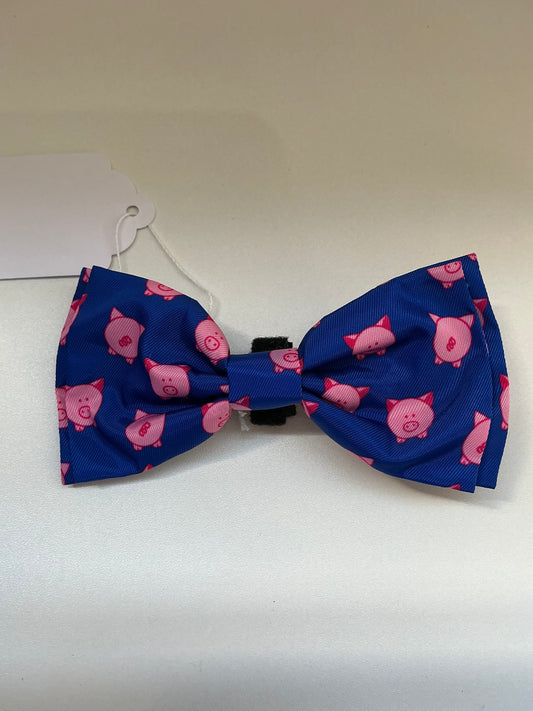 Blue Pig Collar Bow