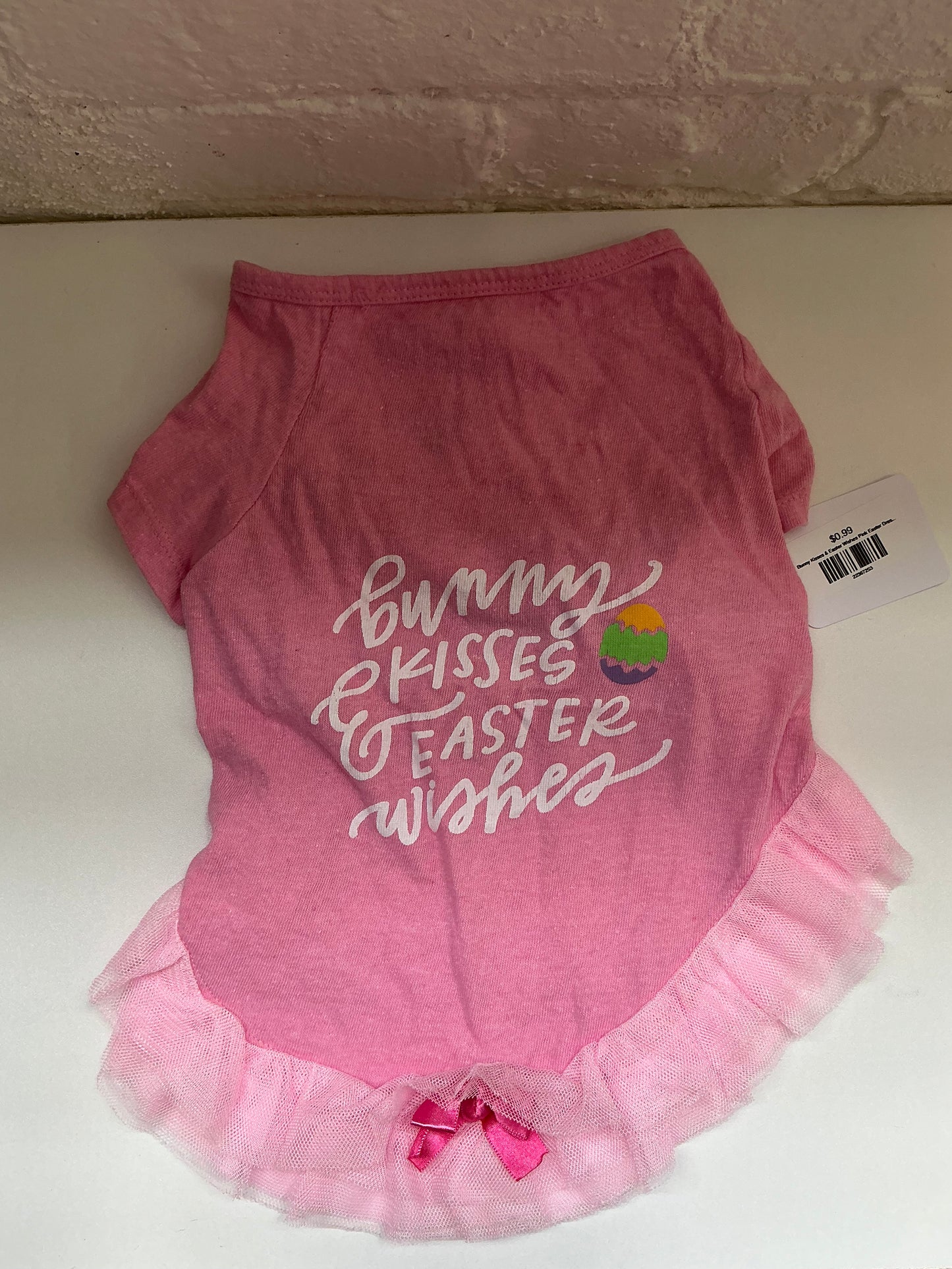 Bunny Kisses & Easter Wishes Pink Easter Dress LARGE