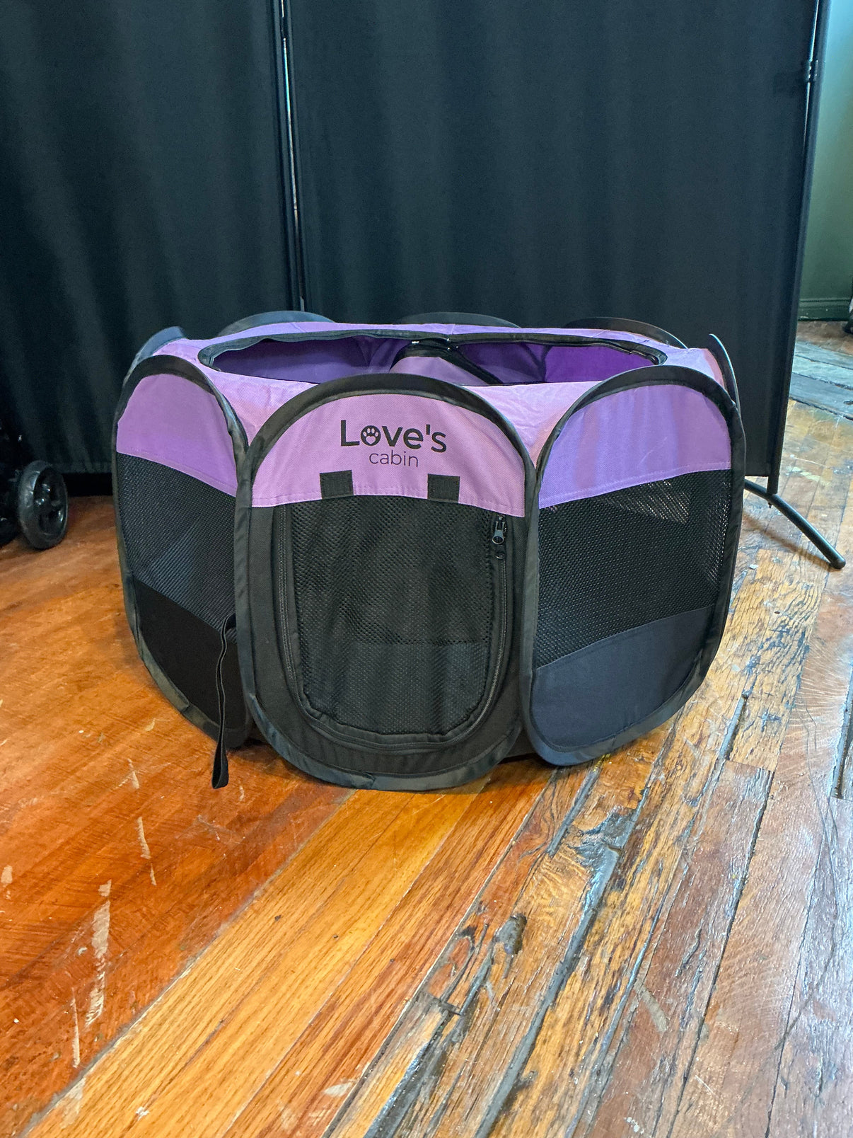 Love's Cabin Collapsible Pet Playpen- Purple/Black Indiana Pet Supply