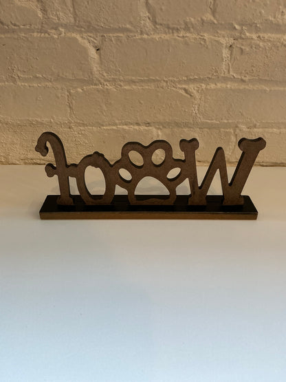 Wood "Woof" Cutout Display Decor